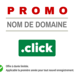 Promotion sur l'enregistrement de nom de domaine CLICK